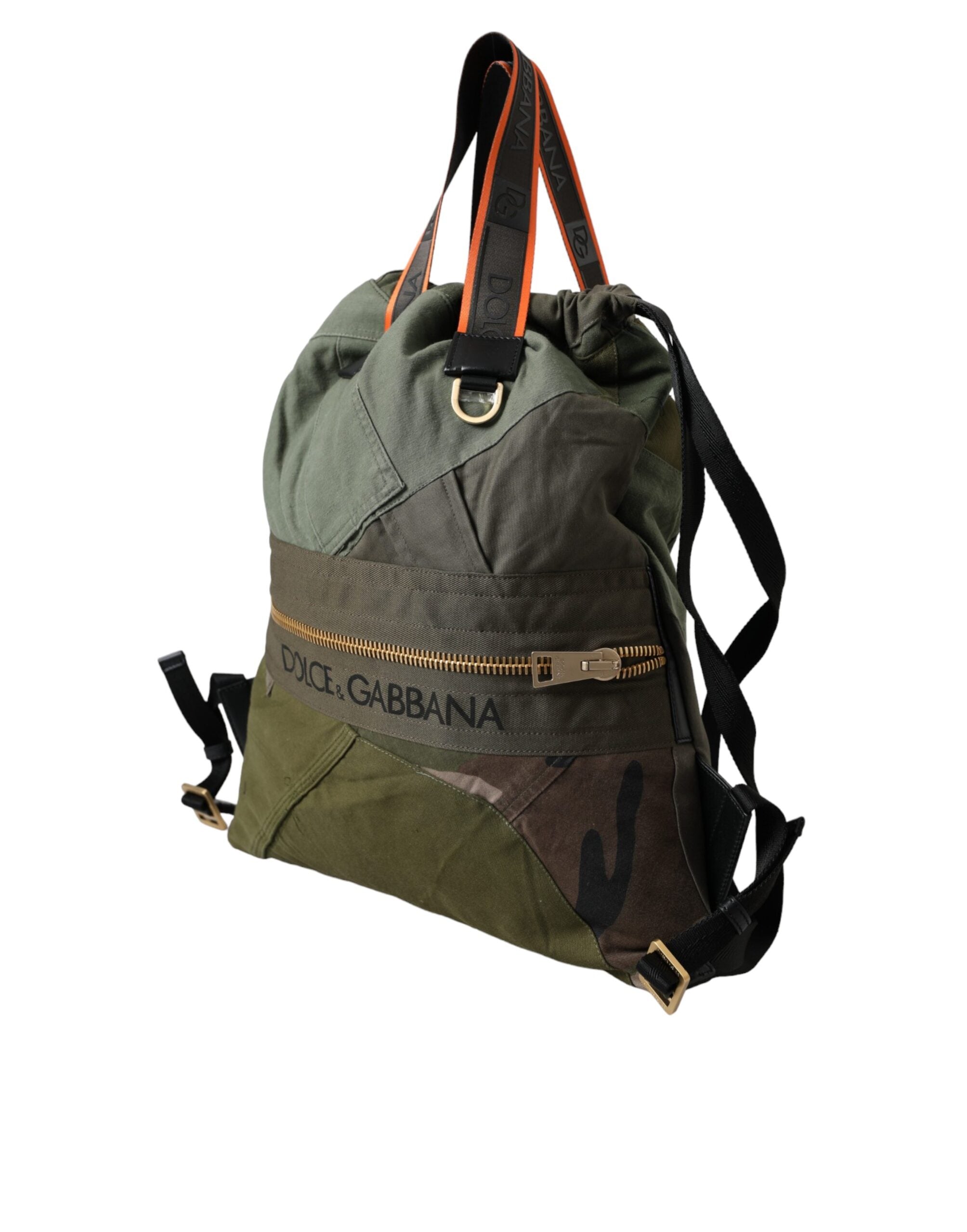 Dolce & Gabbana Military Green Patchwork Backpack Bag